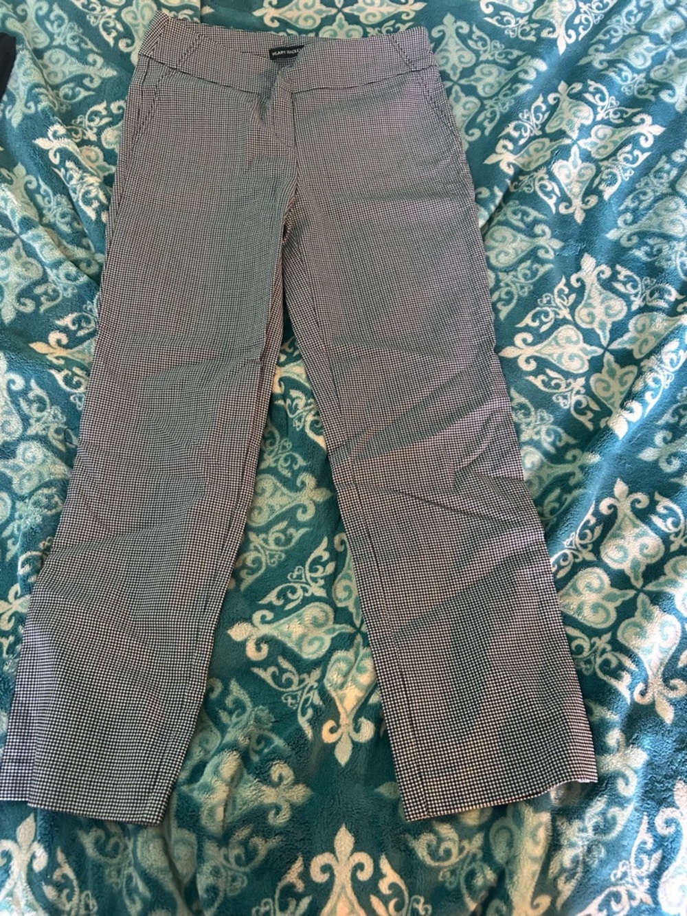 Hilary Radley Black & White Straight Leg Dress Pants